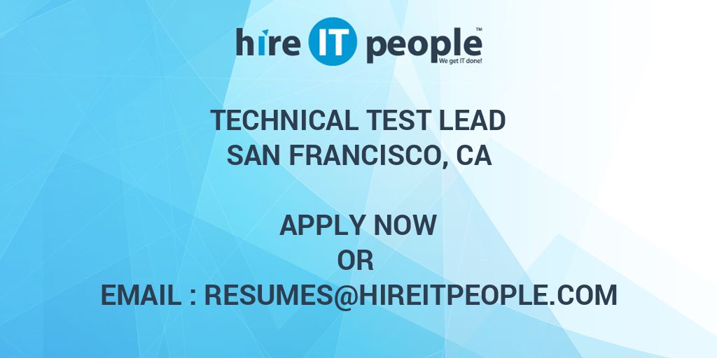 Technical Test Lead Hire IT People We get IT done