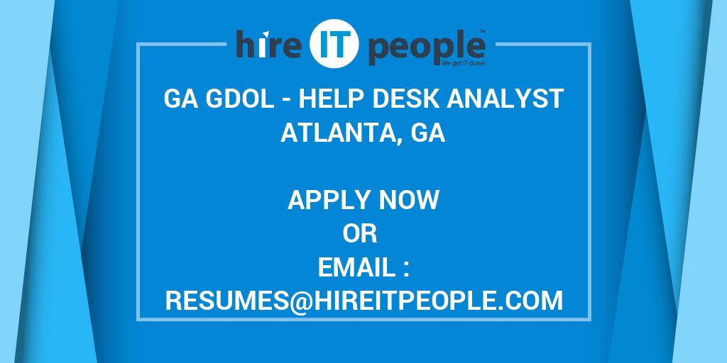GA GDOL Help Desk Analyst Hire IT People We get IT done