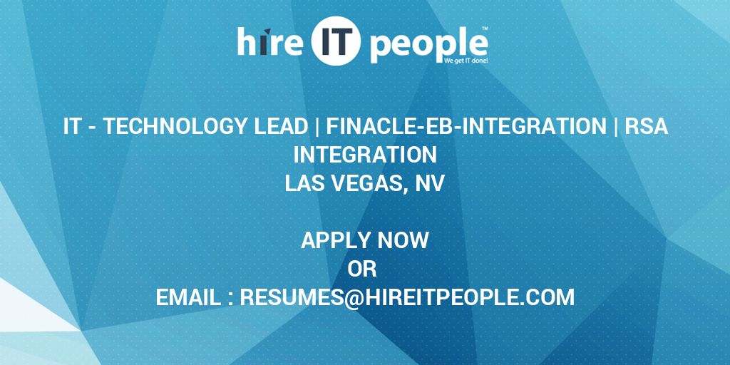 IT - Technology Lead | Finacle-eB-Integration | RSA integration - Hire ...