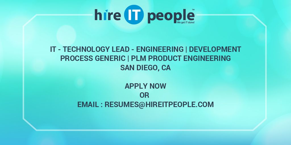IT Technology Lead Engineering Development process generic PLM