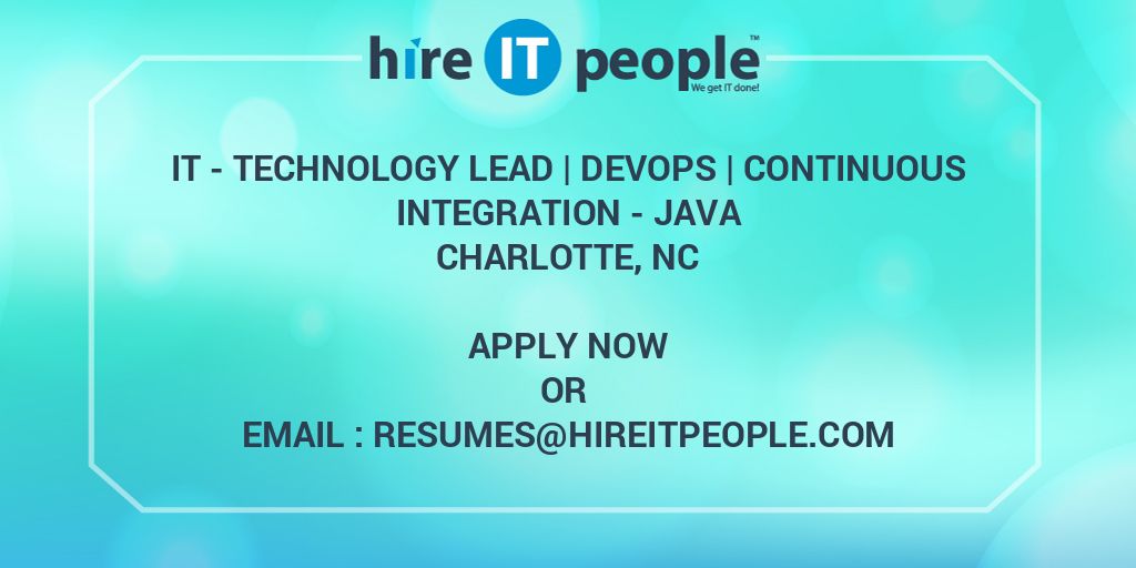 IT - Technology Lead | DevOps | Continuous integration - Java - Hire IT ...