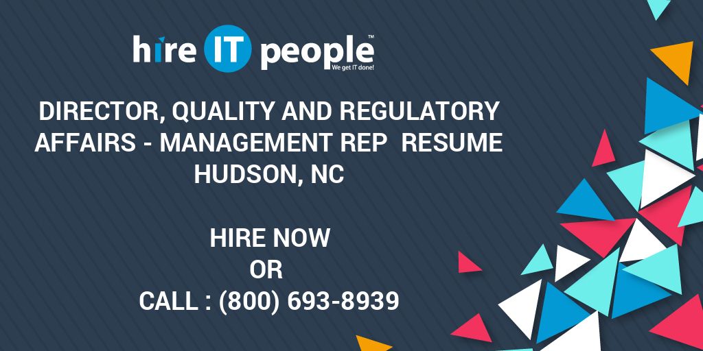 Director, Quality and Regulatory Affairs Management Rep Resume Hudson