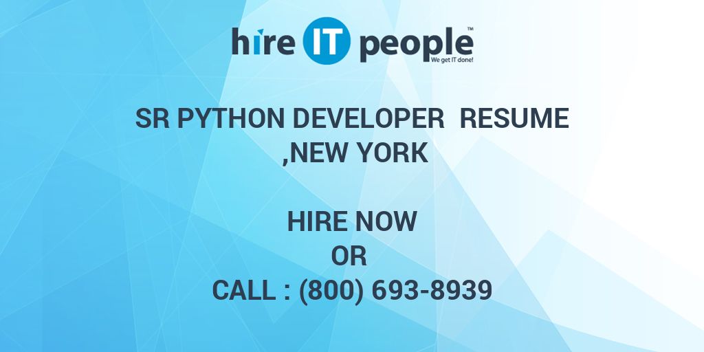 Sr Python Developer Resume ,New York - Hire IT People - We get IT done