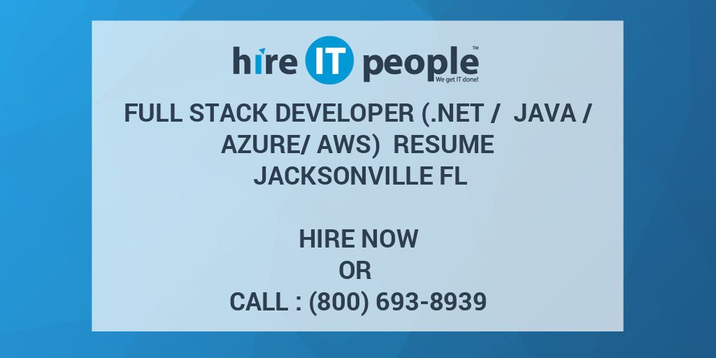 Full Stack Developer Job. Post Java React Azure Full Stack Developer (.NET / Java /Azure/AWS) Resume Jacksonville FL ...