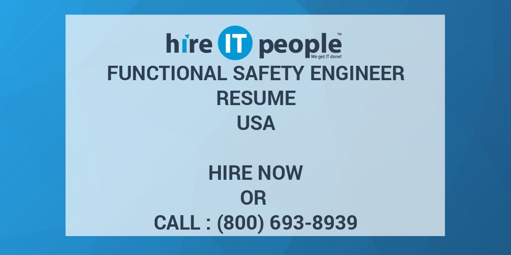 Functional Safety Engineer Resume Hire IT People We get IT done