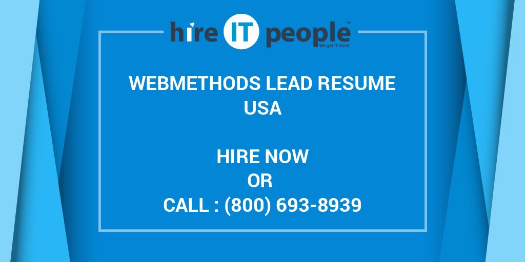 Webmethods Resume Example webMethods Lead Resume - Hire IT People - We get IT done