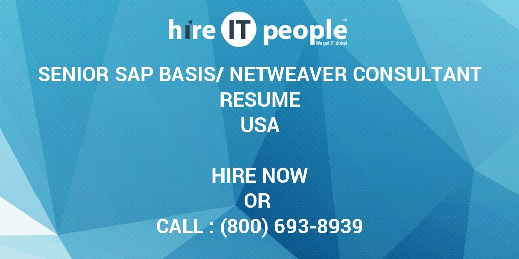 Senior SAP Basis Netweaver Consultant Resume Hire IT People We Get 