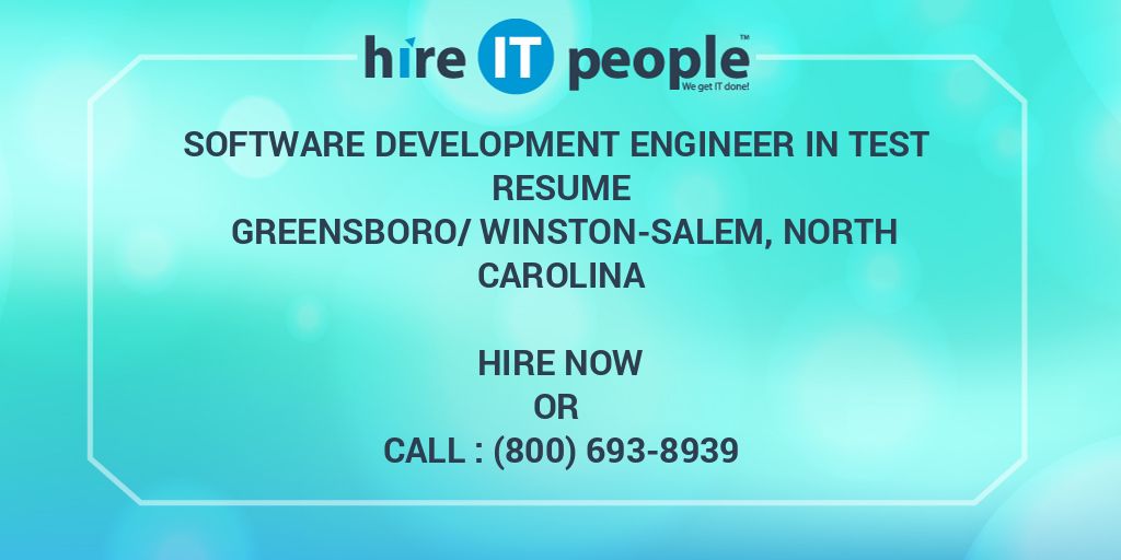 Software Development Engineer in Test Resume Greensboro/WinstonSalem