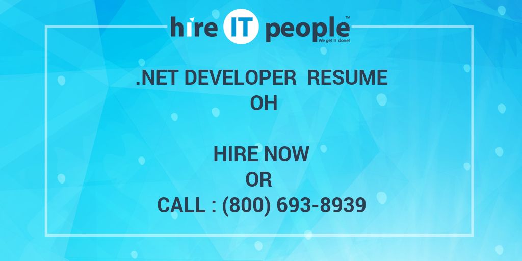 Net Developer Resume Hireitpeople