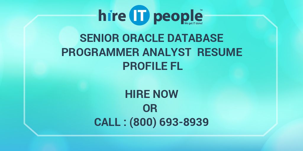 Data base programmer analyst