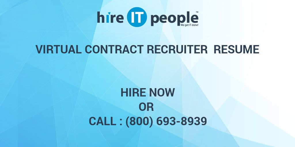 Contract recruiter jobs virtual